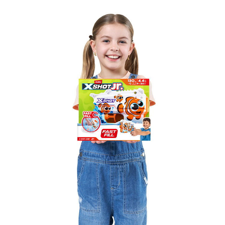 Steel Blue XSHOT Junior Fast-Fill Water Blaster 118143 by ZURU HALSON ENTERPRISE 118143A_XShot_JuniorFast-Fill_ClownfishBlaster_Lifestyle_02.png Action Figures and Play Sets