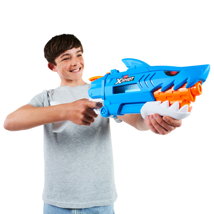 Black Zuru X Shot Fast Fill Water Shark 118195 Toyzoona 118195_XSHOTWATERFAST-FILL-SHARKWATERBLASTER_LIFESTYLE_WHITE_03.png Action Figures and Play Sets