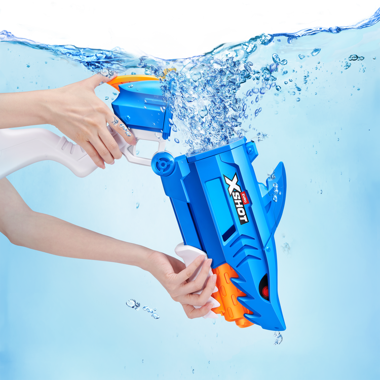 Pale Turquoise Zuru X Shot Fast Fill Water Shark 118195 Toyzoona 118195_XSHOTWATER_FASTFILL-SERIES1-SHARKWATERBLASTER_OOP_03.png Action Figures and Play Sets