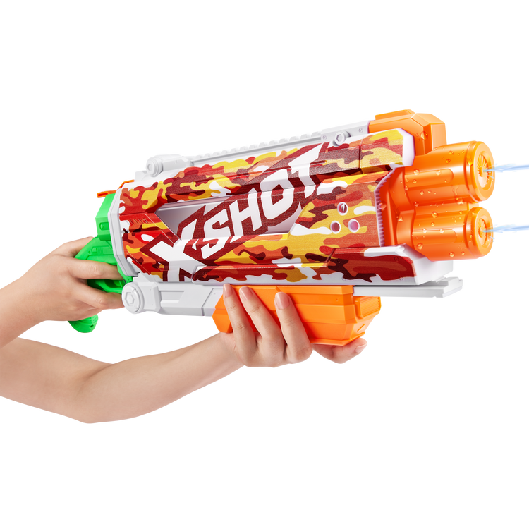 Tan XSHOT Fast-Fill Skins Pump Action Water Blaster 11855 by ZURU HALSON ENTERPRISE 11855B-X-SHOTWATER-FAST-FILLSKINS-PumpActionOpenBox-07.png Action Figures and Play Sets