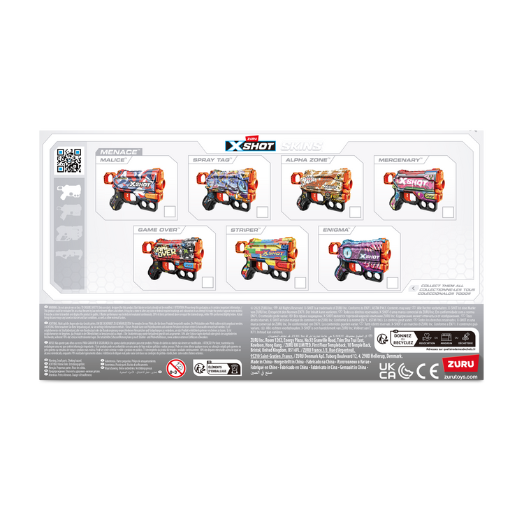 Light Gray XSHOT Skins Menace Dart Blaster 36515 (8 Darts) by ZURU HALSON ENTERPRISE 36515_X-SHOT_SKINS_Menace_Back_of_pack_01.png Battling Toys