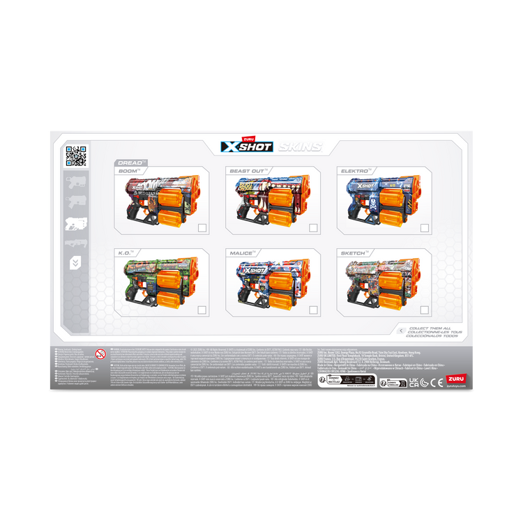 Lavender XSHOT Skins Dread Dart Blaster 36517 (12 Darts) by ZURU Toyzoona 36517_X-SHOT-SKINS-DREAD_Back_of_Pack_01.png Battling Toys