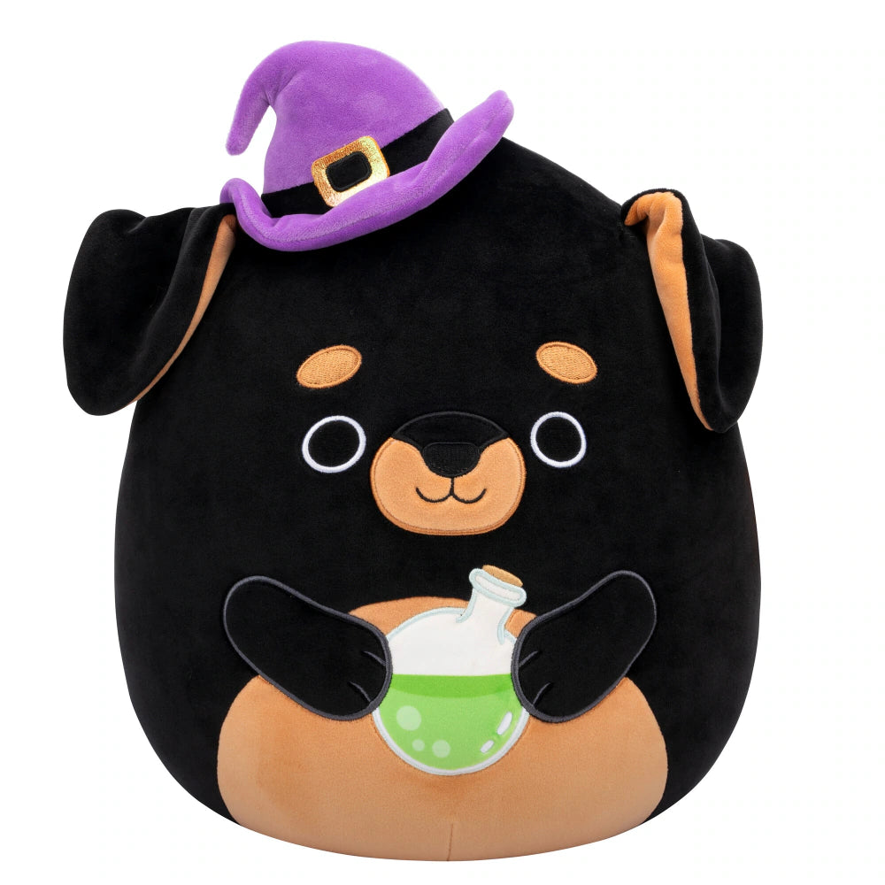 Squishmallow Black Rottweiler with Potion