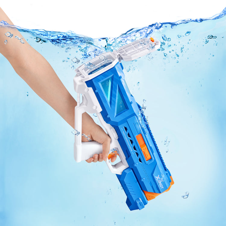 Powder Blue XSHOT Water Hydra Pulse Motor Soaker 118158 by ZURU. Toyzoona 118158_X-SHOT_WATER-FAST-FILL-Hydra_Motor_Soaker_OPEN_BOX_Lifestyle.jpg Action Figures and Play Sets
