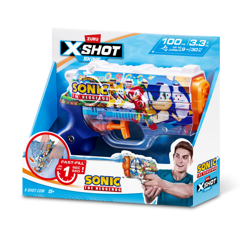 Wheat XSHOT Fast-Fill Skins Nano Sonic The Hedgehog Water Blaster 118166 by ZURU HALSON ENTERPRISE 118166_XSHOTWATER_FAST-FILLSKINS-NANOBLASTER_FrontalofPack_01.png Action Figures and Play Sets