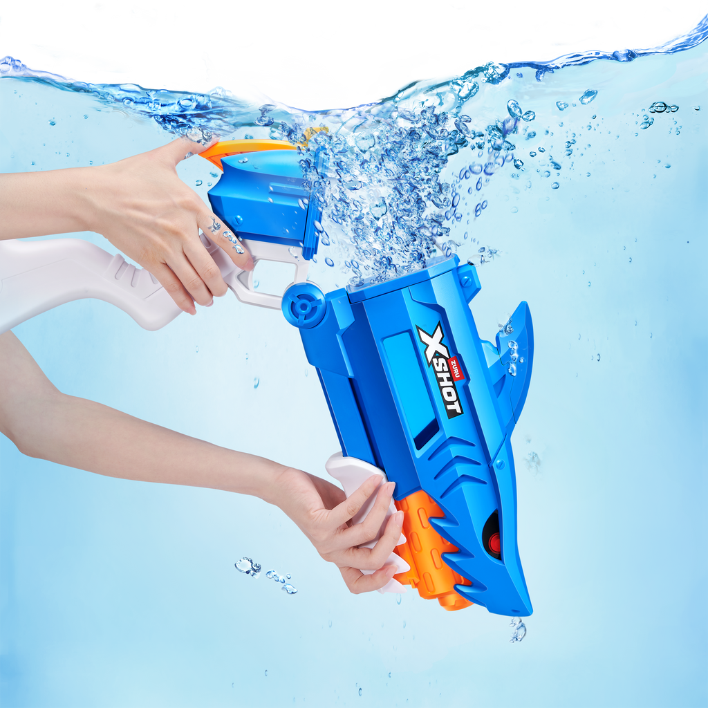 Pale Turquoise Zuru X Shot Fast Fill Water Shark 118195 Toyzoona 118195_XSHOTWATER_FASTFILL-SERIES1-SHARKWATERBLASTER_OOP_03.png Action Figures and Play Sets
