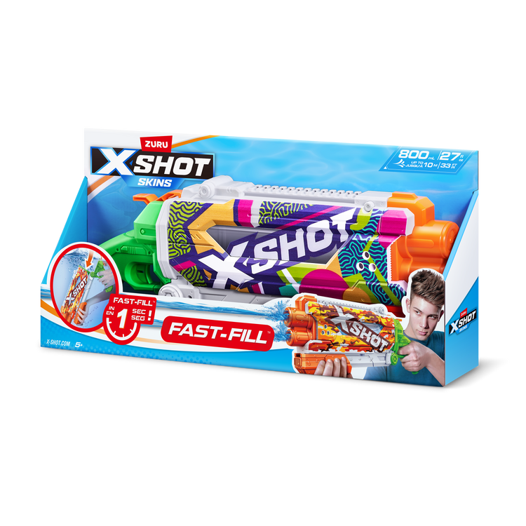 Dark Cyan XSHOT Fast-Fill Skins Pump Action Water Blaster 11855 by ZURU HALSON ENTERPRISE 11855A_X-SHOTWATER-FAST-FILLSKINS-PumpActionOpenBox_Angle_01A.png Action Figures and Play Sets