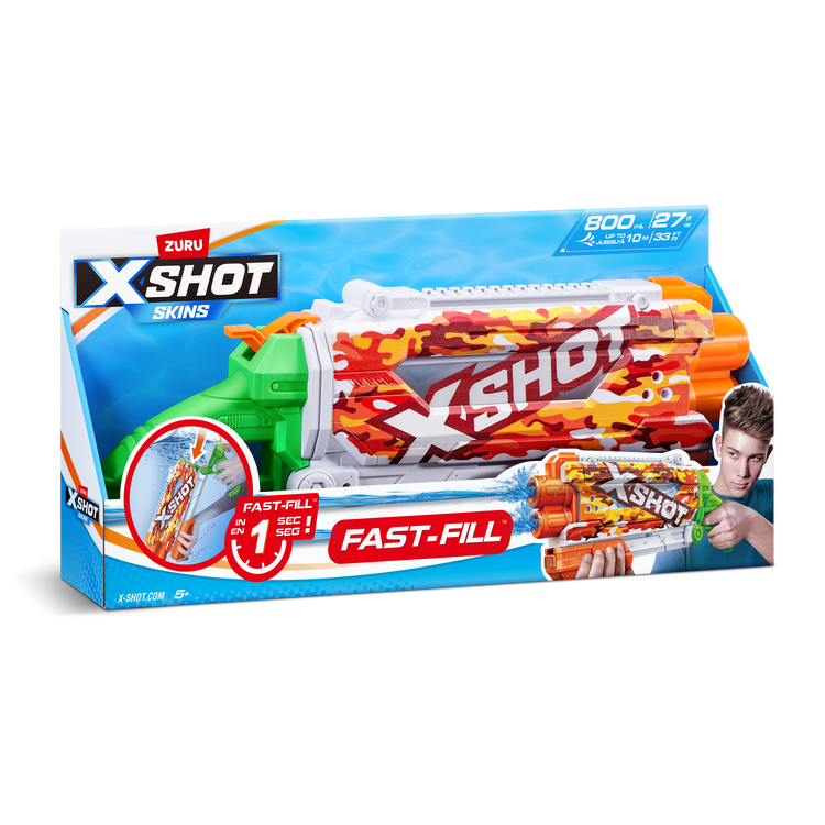 Dark Cyan XSHOT Fast-Fill Skins Pump Action Water Blaster 11855 by ZURU HALSON ENTERPRISE 11855B_X-SHOTWATER-FAST-FILLSKINS-PumpActionOpenBox_Angle_02B.png Action Figures and Play Sets