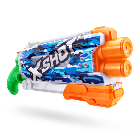 Tan XSHOT Fast-Fill Skins Pump Action Water Blaster 11855 by ZURU HALSON ENTERPRISE 11855E_X-SHOTWATER-FAST-FILLSKINS-PumpActionOpenBox_Frontofpack_03.png Action Figures and Play Sets
