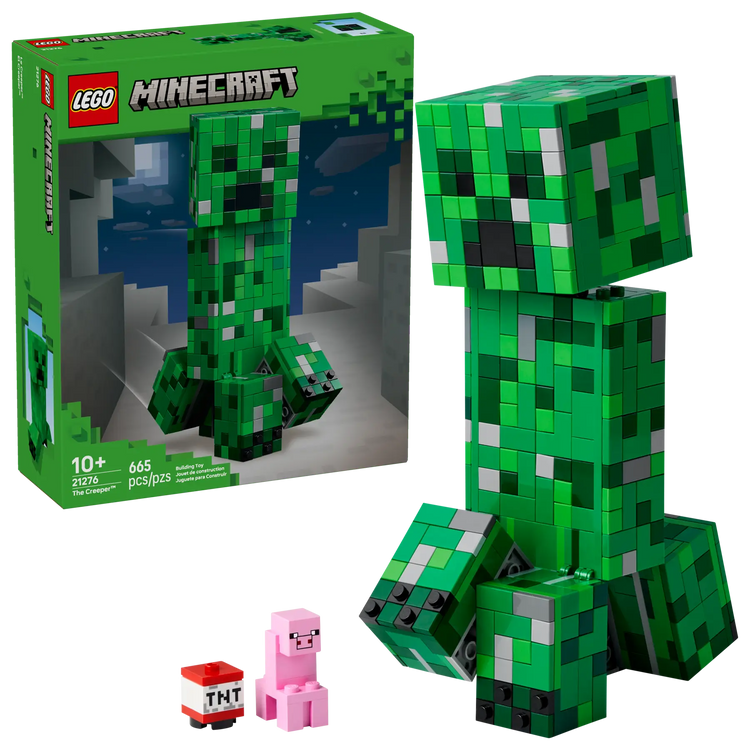 Black LEGO 21276 The Creeper – Minecraft Building Figure Toy For Kids THE DREAM FACTORY 21276_boxprod_v39_en-gb.webp Building Sets and Construction Toys