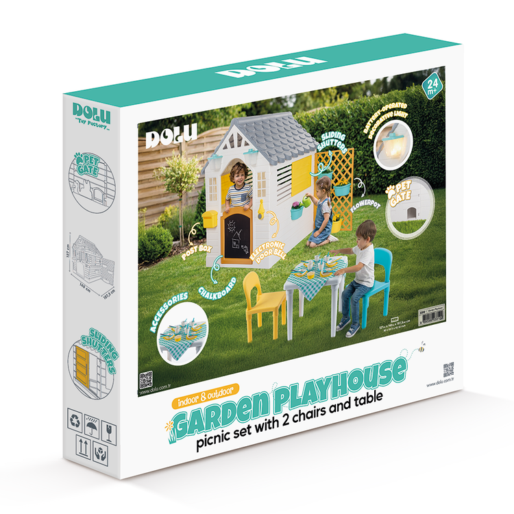 White Smoke DOLU Garden Playhouse with Fence 2679 Toyzoona 2679-i.png Outdoor and Active Play