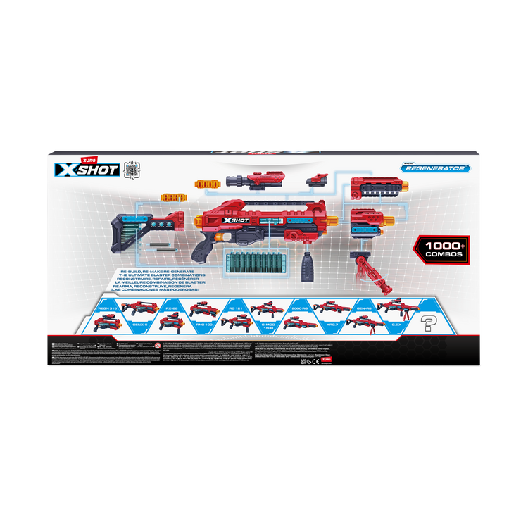 Dark Slate Gray XSHOT Excel Regenerator Blaster 36173 (48 Darts) by ZURU Toyzoona 36173_X-SHOT-EXCEL-Regenerator_Back_of_Pack_01.png Battling Toys