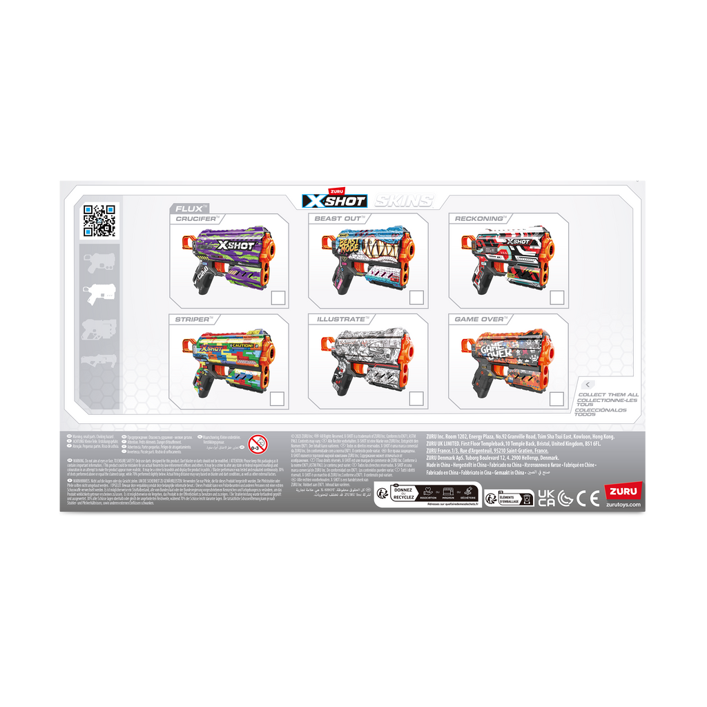 Lavender XSHOT Skins Flux Dart Blaster 36516 (8 Darts) by ZURU HALSON ENTERPRISE 36516-X-SHOT-SKINS-FLUX_Back_of_Pack_01.png Battling Toys