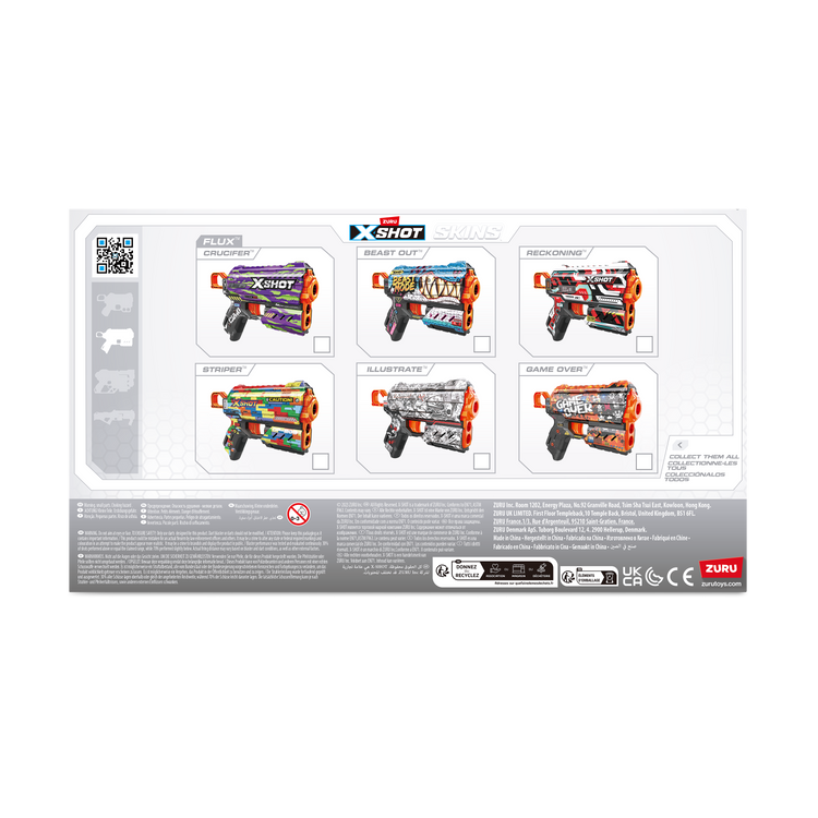 Lavender XSHOT Skins Flux Dart Blaster 36516 (8 Darts) by ZURU HALSON ENTERPRISE 36516-X-SHOT-SKINS-FLUX_Back_of_Pack_01.png Battling Toys