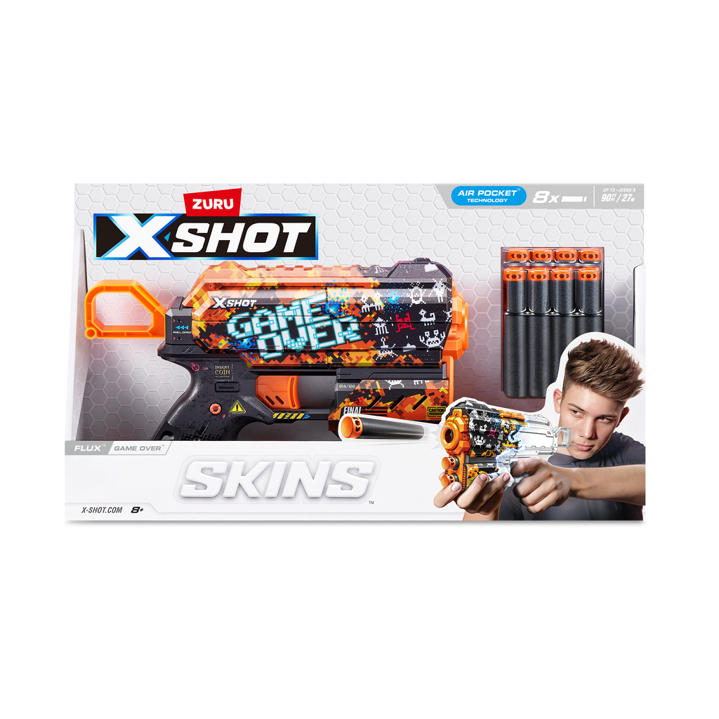 Light Gray XSHOT Skins Flux Dart Blaster 36516 (8 Darts) by ZURU HALSON ENTERPRISE 36516E-X-SHOT-SKINS-FLUX_Frontal_of_Pack_01.png Battling Toys