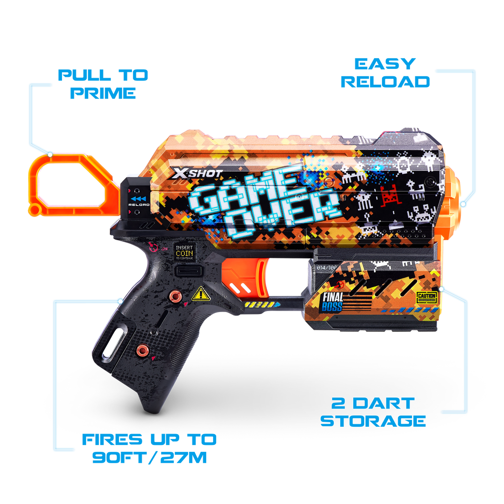 Dark Slate Gray XSHOT Skins Flux Dart Blaster 36516 (8 Darts) by ZURU HALSON ENTERPRISE 36516_X-SHOT-SKINS-lines_pointing_to_blaster-04.png Battling Toys