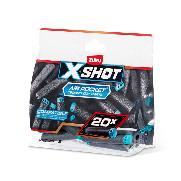 White Smoke Zuru X Shot Darts Refill 36587 Toyzoona 36587_X-SHOT-Excel20PKRefillDartsFoilbag_Angle_01A.png Action Figures and Play Sets