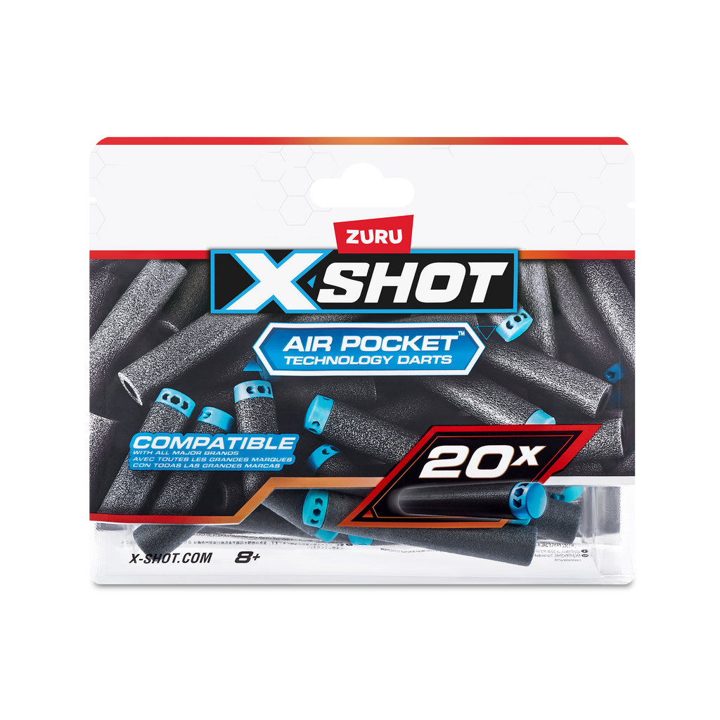 White Smoke Zuru X Shot Darts Refill 36587 Toyzoona 36587_X-SHOT-Excel20PKRefillDartsFoilbag_FrontalofPack_01.png Action Figures and Play Sets