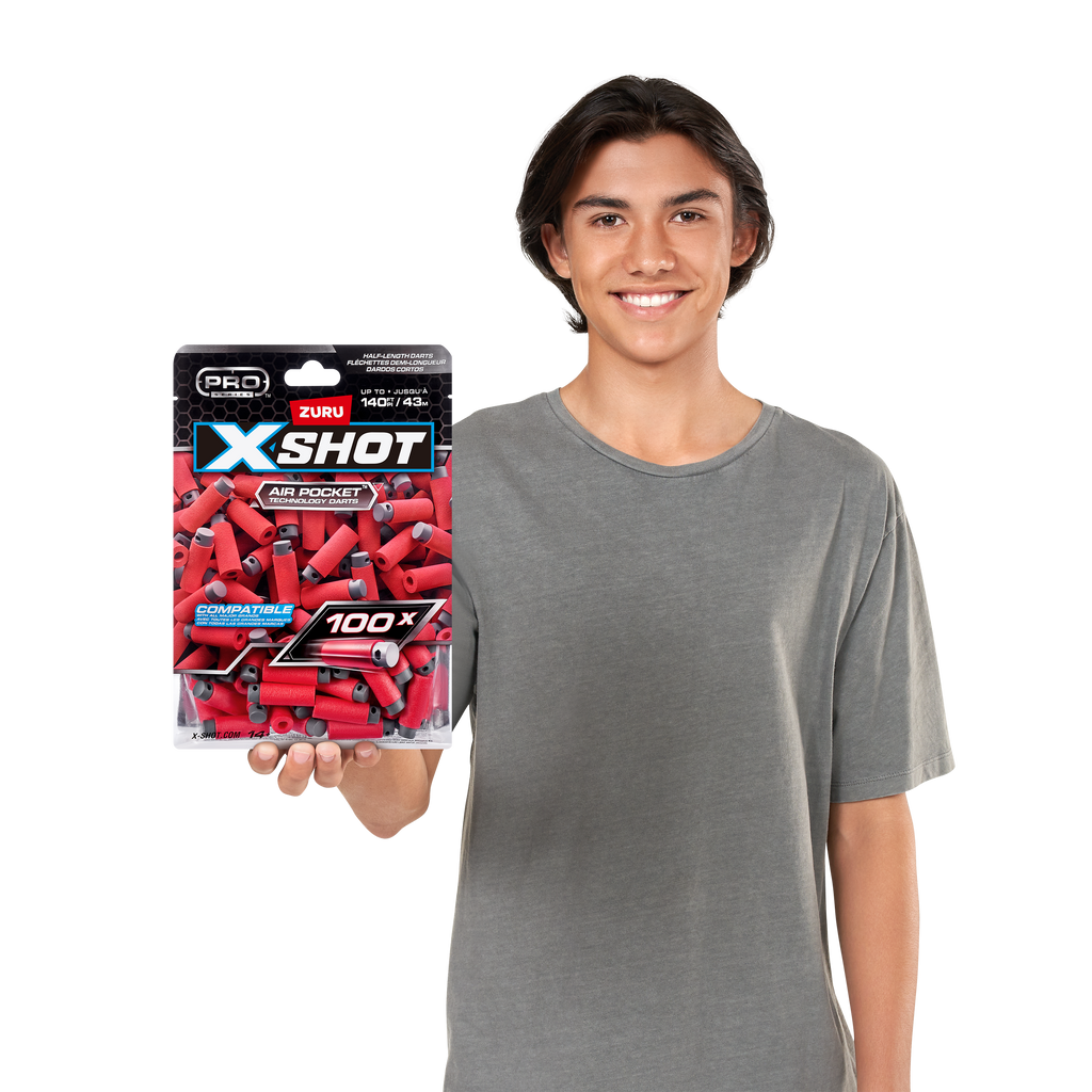 Dim Gray XSHOT Pro Series Half-Length Darts Refill Pack 36601 (100 Darts) by ZURU Toyzoona 36601_XSHOT_PRO_SERIES__100_DART_REFILL_LIFESTYLE_01.png Battling Toys