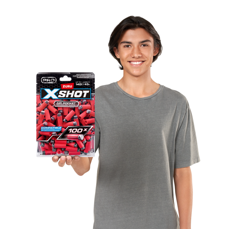 Dim Gray XSHOT Pro Series Half-Length Darts Refill Pack 36601 (100 Darts) by ZURU Toyzoona 36601_XSHOT_PRO_SERIES__100_DART_REFILL_LIFESTYLE_01.png Battling Toys