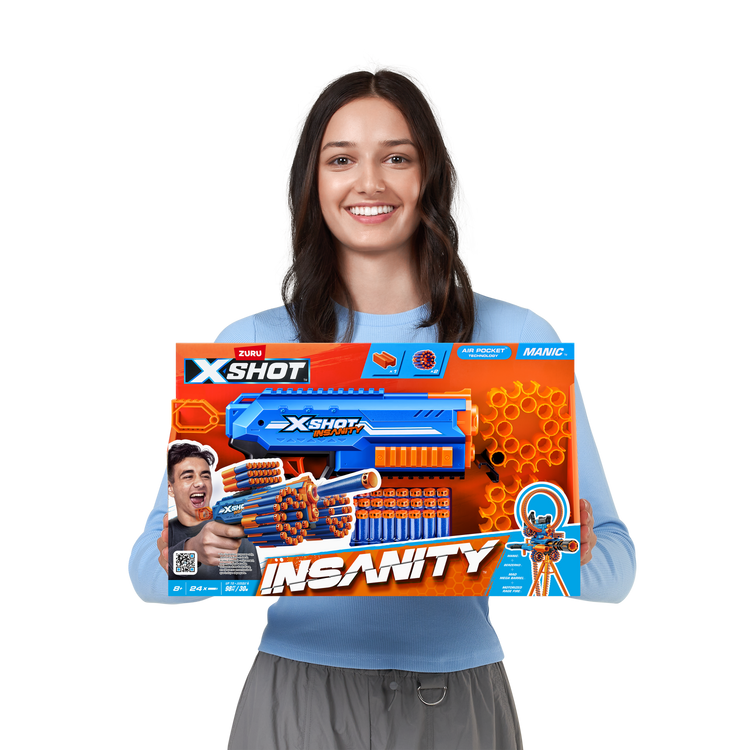 Dark Slate Gray XSHOT Insanity Manic Blaster 36603 (24 Darts) by ZURU Toyzoona 36603_X-Shot_Insanity_Manic_Lifestyle_04.png Action Figures and Play Sets