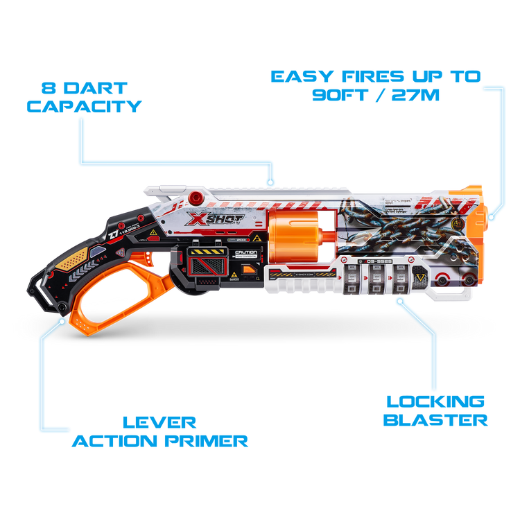 Dark Slate Gray XSHOT Skins Lock Blaster 36606 (16 Darts) by ZURU Toyzoona 36606_X-SHOT_SKINS_LOCK_BLASTER_OOP_Feature_03.png Battling Toys