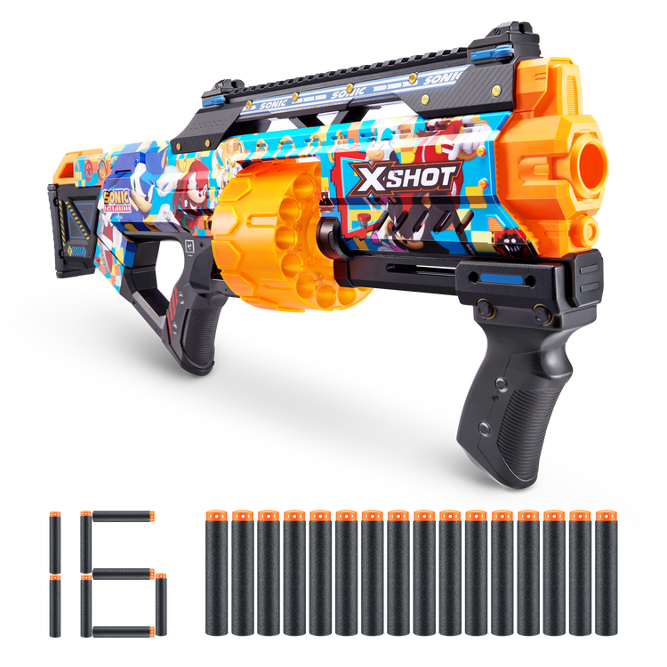 Dark Slate Gray XSHOT SKINS LAST STAND Modern Sonic, Sonic The Hedgehog Blaster 36704 by ZURU HALSON ENTERPRISE 36704_X-SHOT_SKINS_LASTSTANDModernSonic_EcomHero_01.png Action Figures and Play Sets