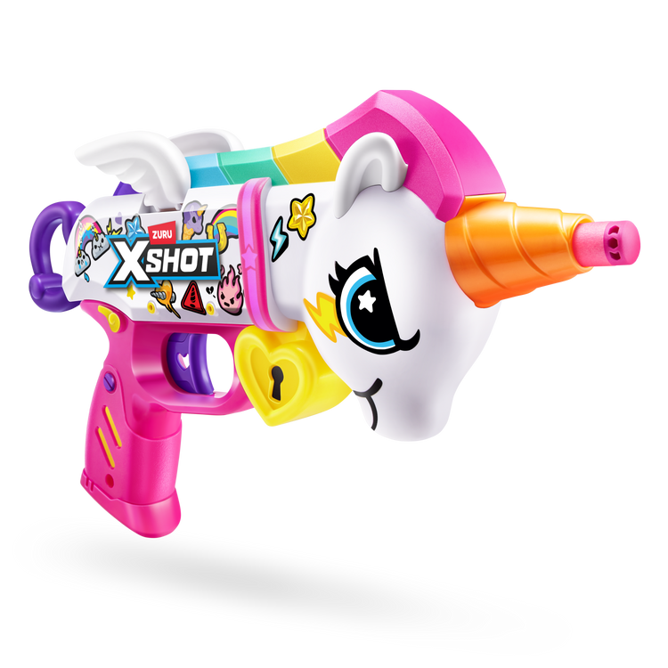 Light Gray Zuru X Shot Blastercorn Unicorn S1 36729 Colorful Blaster Fun HALSON ENTERPRISE 36729_XSHOT_BLASTERCORN-SERIES1-UNICORNBLASTER_OOP_01.png Action Figures and Play Sets