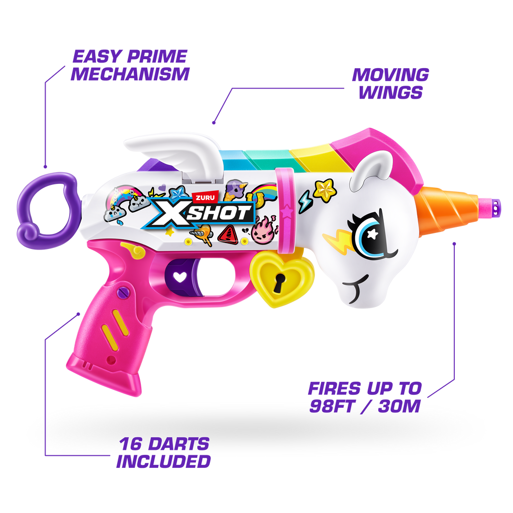 Light Gray Zuru X Shot Blastercorn Unicorn S1 36729 Colorful Blaster Fun HALSON ENTERPRISE 36729_XSHOT_BLASTERCORN_OOP_0..png Action Figures and Play Sets