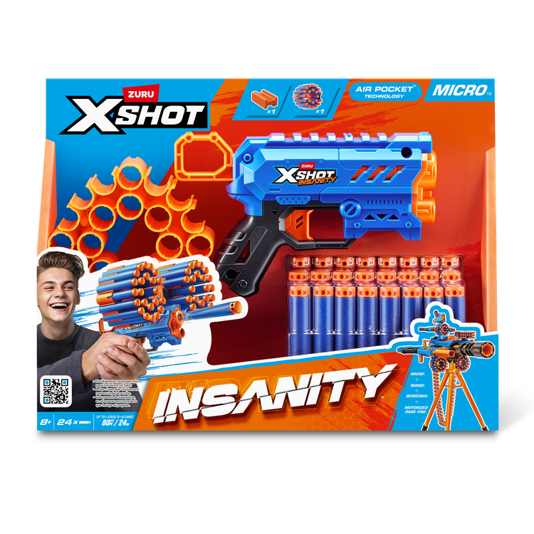 Black Zuru X Shot Insanity 36795 Toyzoona 36795_XSHOT_INSANITY-SERIES1-MICRO_24Darts__FRONTOFPACK.png Action Figures and Play Sets