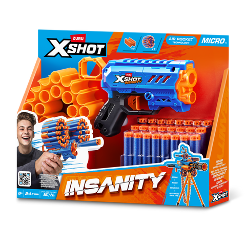 Black Zuru X Shot Insanity 36795 Toyzoona 36795_XSHOT_INSANITY-SERIES1-MICRO_24Darts__FRONTOFPACK.png Action Figures and Play Sets