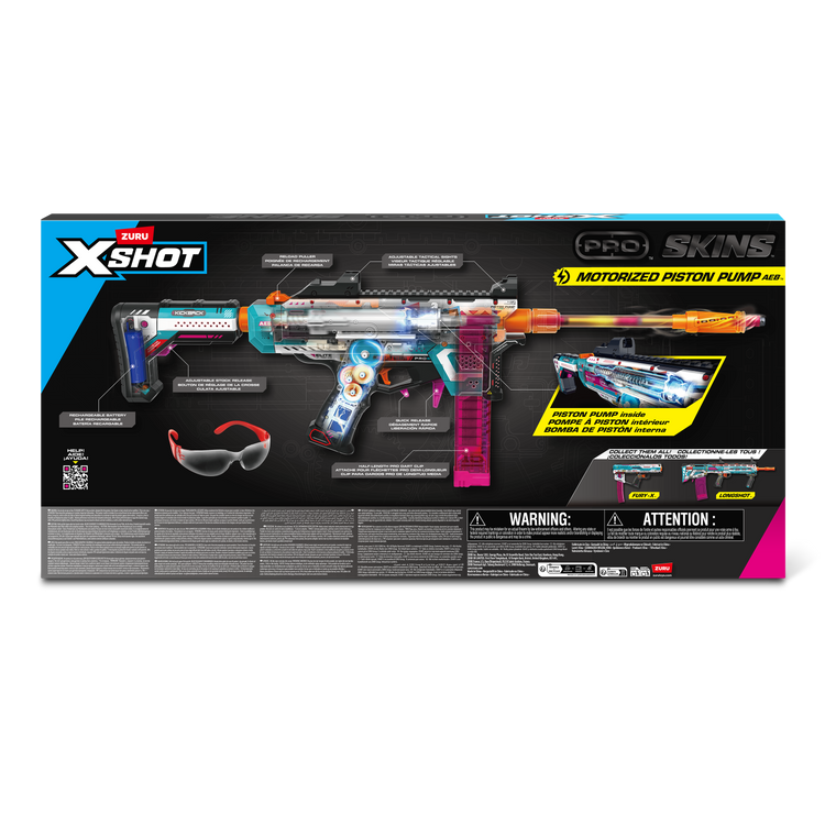 Black XSHOT Pro Motorized Piston Pump AEB 36821 by ZURU HALSON ENTERPRISE 36821_XSHOT_PRO-S1-MOTORIZEDBLASTER_40darts_CB-A18LUPCVERSION_BACKOFPACK.png Action Figures and Play Sets