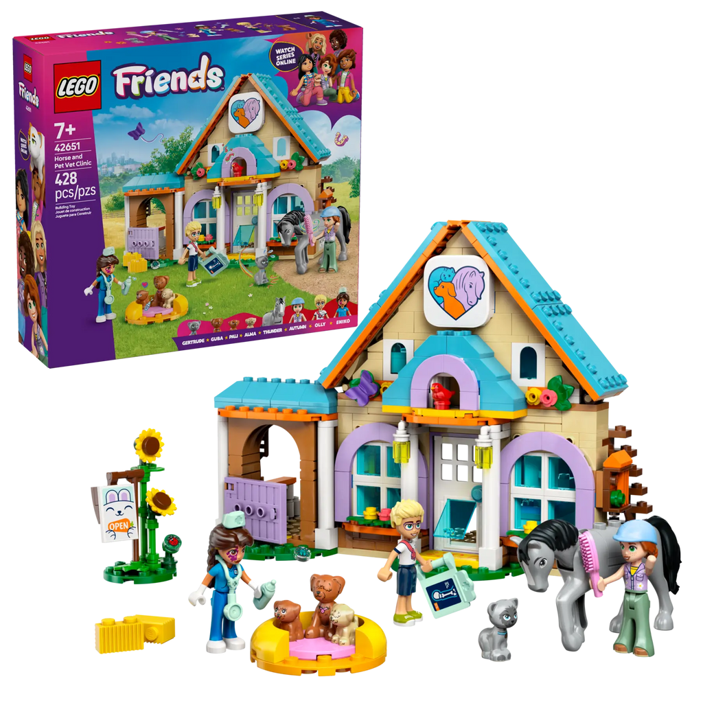 Black LEGO 42651 Horse and Pet Vet Clinic for Animal Lovers THE DREAM FACTORY 42651_boxprod_v39_en-gb.webp Building Sets and Construction Toys