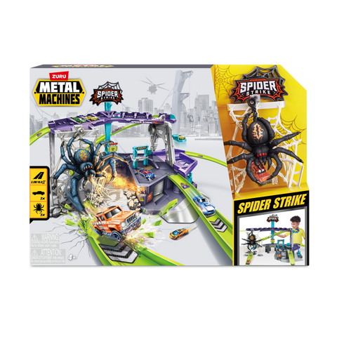 Dark Slate Gray Metal Machines Spider Strike Garage Playset 6725 by Zuru Toyzoona 6725_ZURU_METAL_MACHINES-Playset-Series_1_Spider_Strike_Front_of_pack.png Pretend Play and Play Sets