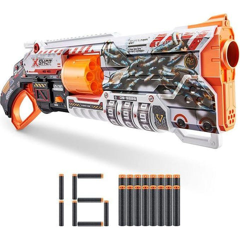 Dark Slate Gray XSHOT Skins Lock Blaster 36606 (16 Darts) by ZURU Toyzoona 36606_X-SHOT_SKINS_LOCK_BLASTER_Front_of_pack_01.png Battling Toys
