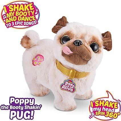 Light Gray Pets Alive Poppy The Booty Shakin’Pug – Interactive Dancing Plush Puppy 9521 by ZURU Toyzoona 81AXriqsBQS._AC_SX425.jpg Action Toys