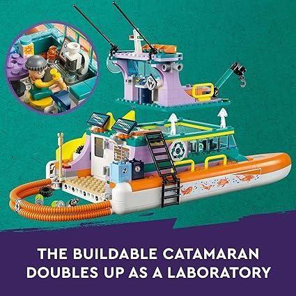 Dark Cyan LEGO Friends Sea Rescue Boat 41734 - Ocean Rescue Mission THE DREAM FACTORY 81p3-x1VJqL._AC_SX425.jpg Building and Construction