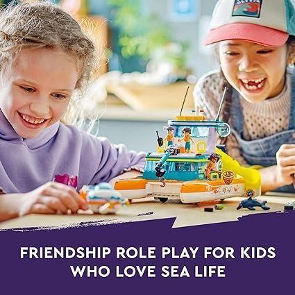Gray LEGO Friends Sea Rescue Boat 41734 - Ocean Rescue Mission THE DREAM FACTORY 81x-y22d0EL._AC_SX425.jpg Building and Construction