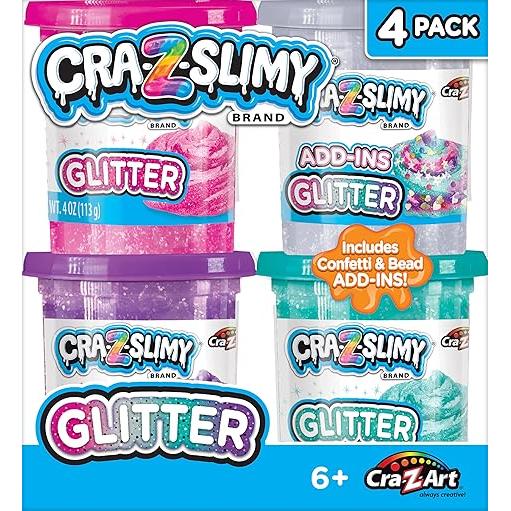 Dark Cyan Cra Z Slimy Glitter Slime Pack of 4 4 oz Toyzoona 918kXe-9JeL._AC_SX466.jpg Arts and Crafts