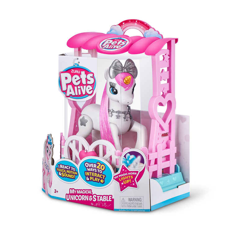 Thistle Pets Alive My Magical Unicorn in Stable Battery-Powered Interactive Robotic Toy Playset 9502 by ZURU HALSON ENTERPRISE 9502_PETS_ALIVE-ROBOTIC-SERIES_1_Unicorn_Playset-White_02.png Action Toys