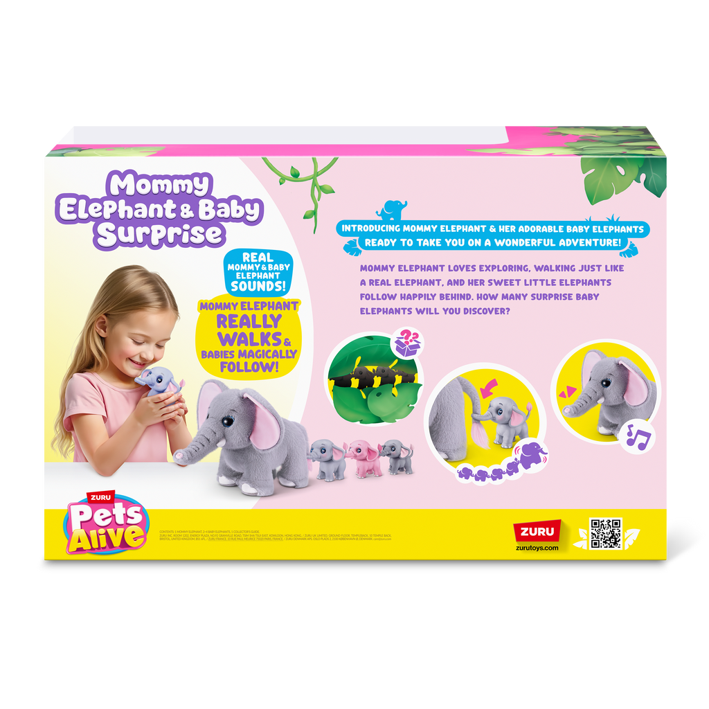 Misty Rose Zuru Pets Alive Mommy Elephant and Baby 9570 Toyzoona 9570_PETSALIVE_MAMA_BABYSURPRISE-SERIES1-MAMAELEPHANT_BABYSURPRISE_BACKOFPACK.png Plush Toys