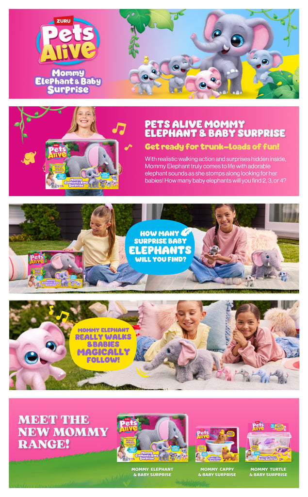 Pale Violet Red Zuru Pets Alive Mommy Elephant and Baby 9570 Toyzoona 9570_PETSALIVE_MOMMYELEPHANT_BABYSURPRISE_EBC.jpg Plush Toys