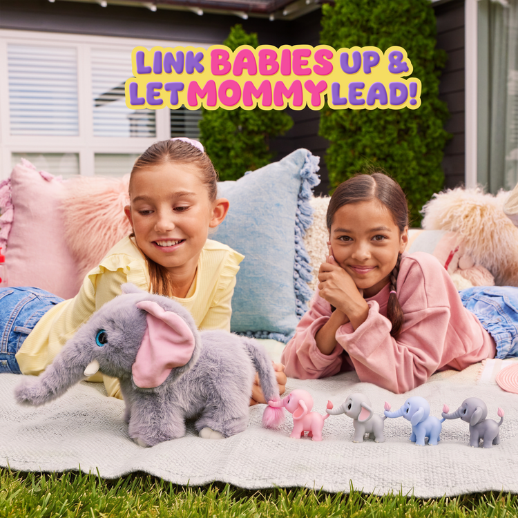 Light Gray Zuru Pets Alive Mommy Elephant and Baby 9570 Toyzoona 9570_PETSALIVE_MOMMYELEPHANT_BABYSURPRISE_ECOMIMAGE5.png Plush Toys