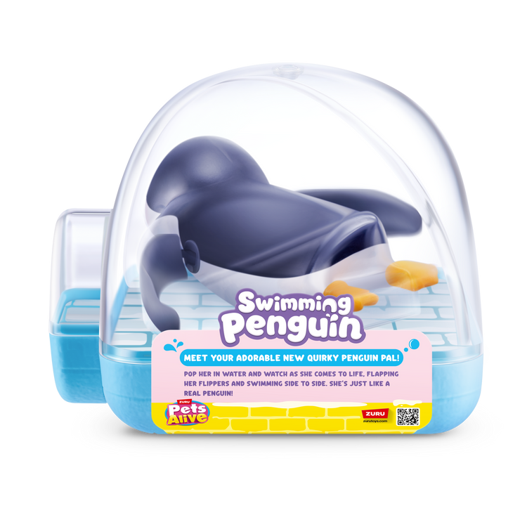 White Smoke Zuru Pets Alive Penguin 9573UQ1 Toyzoona 9573A_PETSALIVE_WATERACTIVATED-SERIES1-SWIMMINGPENGUIN_BACKOFPACK_01.png Action Figures and Play Sets