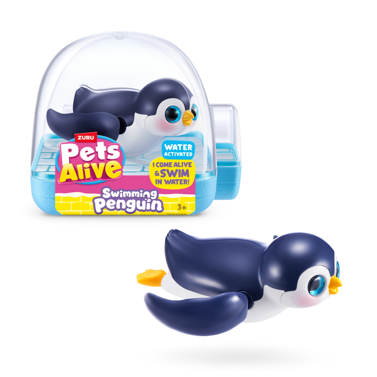 Black Zuru Pets Alive Penguin 9573UQ1 Toyzoona 9573A_PETSALIVE_WATERACTIVATED-SERIES1-SWIMMINGPENGUIN_ECOMHERO_01.png Action Figures and Play Sets