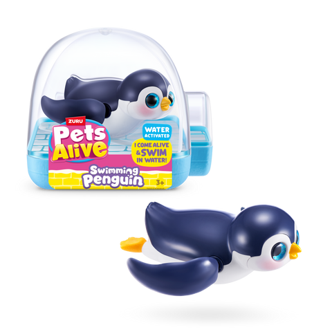 White Smoke Zuru Pets Alive Penguin 9573UQ1 Toyzoona 9573A_PETSALIVE_WATERACTIVATED-SERIES1-SWIMMINGPENGUIN_FRONTOFPACK_01.png Action Figures and Play Sets