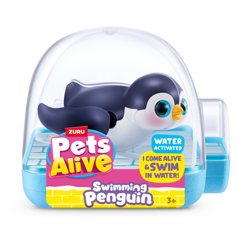 White Smoke Zuru Pets Alive Penguin 9573UQ1 Toyzoona 9573A_PETSALIVE_WATERACTIVATED-SERIES1-SWIMMINGPENGUIN_FRONTOFPACK_01.png Action Figures and Play Sets