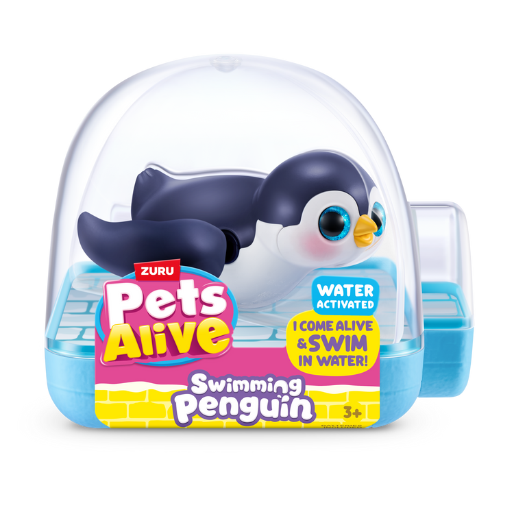 White Smoke Zuru Pets Alive Penguin 9573UQ1 Toyzoona 9573A_PETSALIVE_WATERACTIVATED-SERIES1-SWIMMINGPENGUIN_FRONTOFPACK_01.png Action Figures and Play Sets