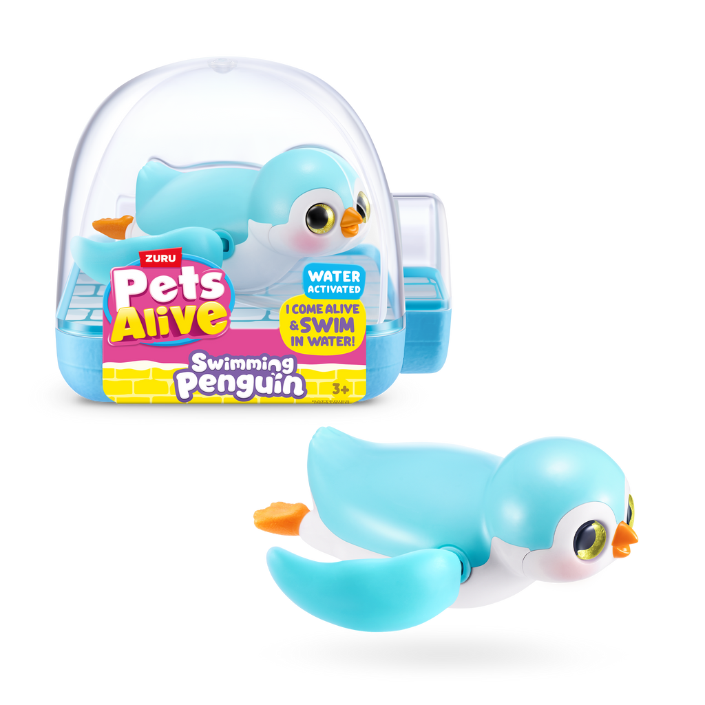 Black Zuru Pets Alive Penguin 9573UQ1 Toyzoona 9573D_PETSALIVE_WATERACTIVATED-SERIES1-SWIMMINGPENGUIN_ECOMHERO_02.png Action Figures and Play Sets