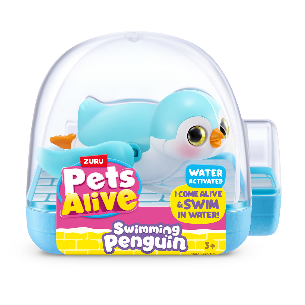 White Smoke Zuru Pets Alive Penguin 9573UQ1 Toyzoona 9573D_PETSALIVE_WATERACTIVATED-SERIES1-SWIMMINGPENGUIN_FRONTOFPACK_02.png Action Figures and Play Sets